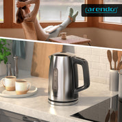 Arendo - Wasserkocher mit Temperatureinstellung - Edelstahl - Temperaturauswahl 35°C bis 100°C – LED Display – Warmhaltefunktion – One-Touch Deckelöffnung – Sichtfenster für Wasserskala